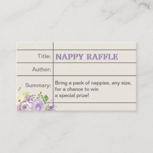 Tarjeta De Recepción Lavender Storybook Baby Shower Nappy Raffle