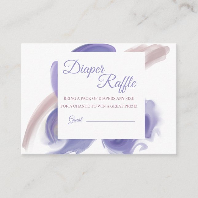Tarjeta De Recepción Lavender Watercolor Diaper Raffle Insert (Anverso)