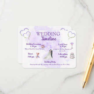 Tarjeta De Recepción Lavender Wedding Timeline Enclosure Card