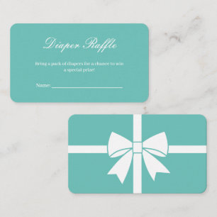 Tarjeta De Recepción Lazo Blanco Azul Turquesa Baby Shower Rifa de Paña