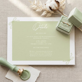 Tarjeta De Recepción Lazo de rayas verde salvia boda