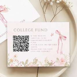 Tarjeta De Recepción lazo floral rosa jardín graduación fondo universit