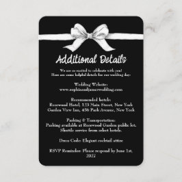 Tarjeta De Recepción Lazo negro y blanco | Boda elegante | Monocromo