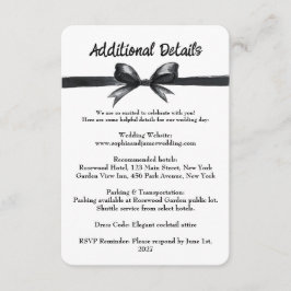 Tarjeta De Recepción Lazo negro y blanco | Boda elegante | Monocromo