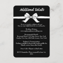 Tarjeta De Recepción Lazo negro y blanco | Boda elegante | Monocromo