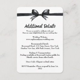 Tarjeta De Recepción Lazo negro y blanco | Boda elegante | Monocromo