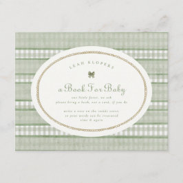 Tarjeta De Recepción lazos de gingham verde salvia para libros de regal
