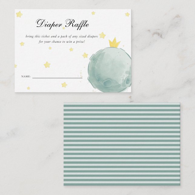 Tarjeta De Recepción Le Petit Prince Baby Shower | Diaper Raffle (Anverso / Reverso)