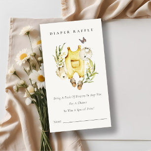 Tarjeta De Recepción Leaf Foliage Clothe Diaper Raffle Baby Shower