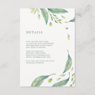 Tarjeta De Recepción Leafy Green   Información de invitado de Boda de a