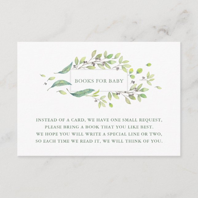 Tarjeta De Recepción Leafy Green | Solicitud de libro de acuarela (Anverso)