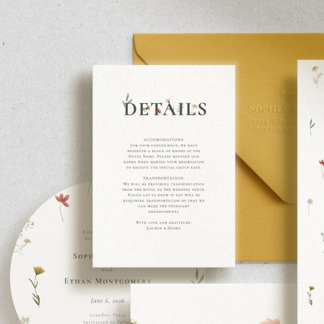 Tarjeta De Recepción Leander Wildflower Boda (Subido por el creador)