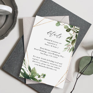 Tarjeta De Recepción Leaves y Eucalyptus Gold LG 2