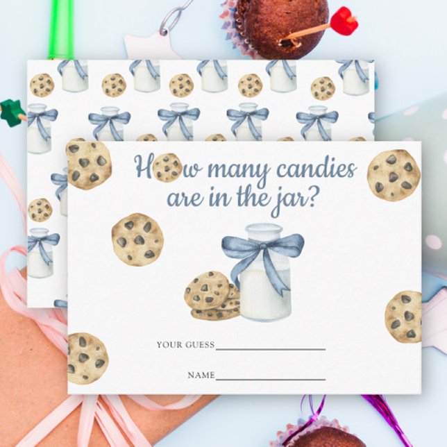 Tarjeta De Recepción Leche y cookies Adivinan cuántos caramelos juegan (Subido por el creador)