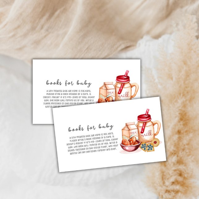 Tarjeta De Recepción Leche y galleta Libros Neutrales de Género Baby Sh (Milk & Cookie Gender Neutral Books Baby Shower Enclosure Card)