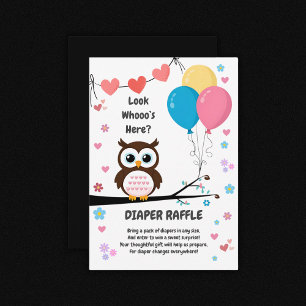Tarjeta De Recepción Lechuza Adorable con Baby Shower de globos y coraz