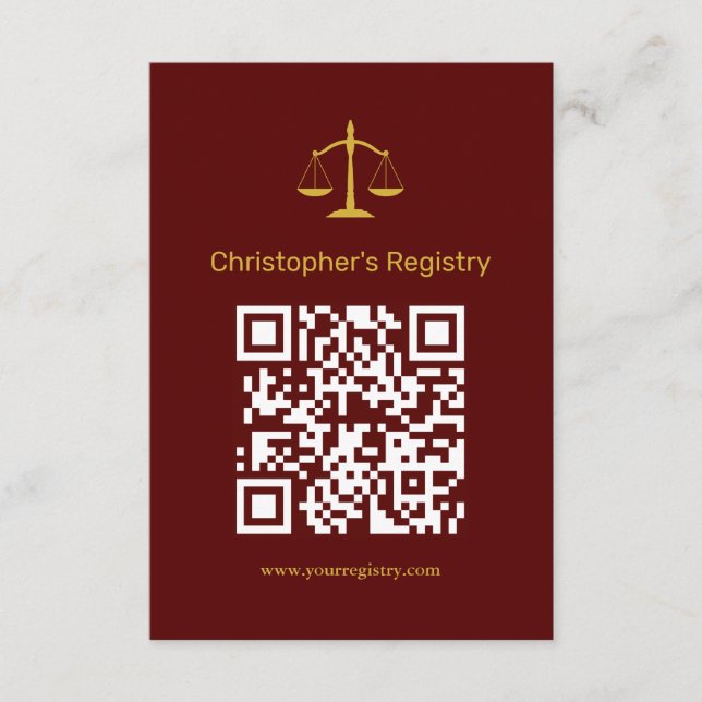 Tarjeta De Recepción Legal Professional Graduation Registry (Anverso)