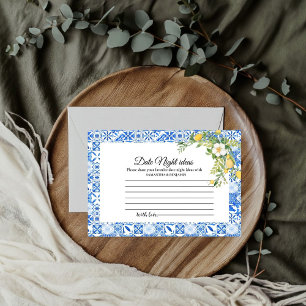 Tarjeta De Recepción Lemon azul ducha de novia con fecha de noche