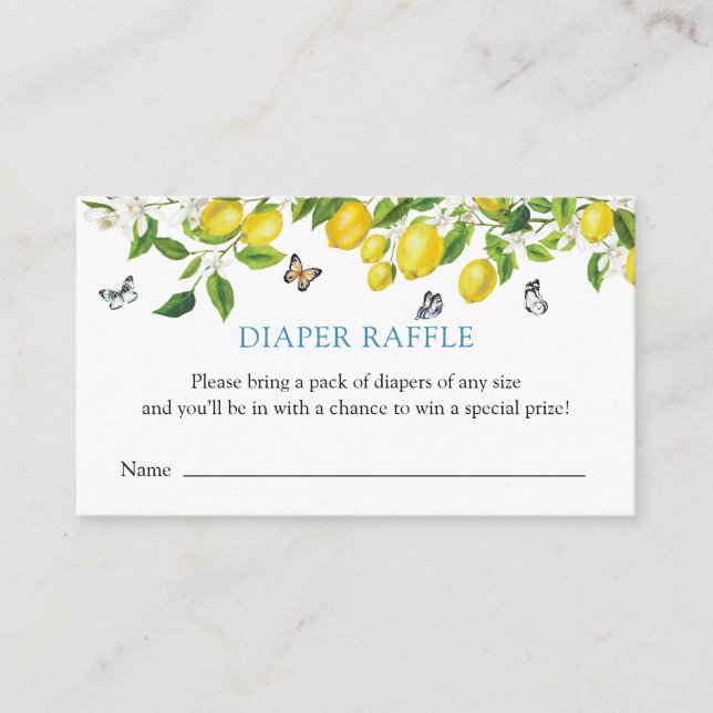 Tarjeta De Recepción Lemon Baby Shower Diaper Raffle (Anverso)