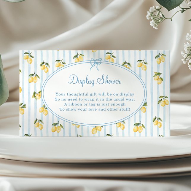 Tarjeta De Recepción Lemon Blue Bow Italian Display Shower (Subido por el creador)