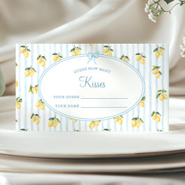 Tarjeta De Recepción Lemon Blue Italian Adivinan cuántos besos