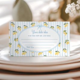 Tarjeta De Recepción Lemon Blue Italiana Date Night Idea