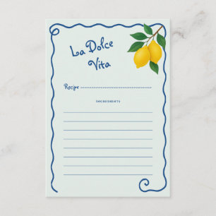 Tarjeta De Recepción Lemon Blue Whimy Frame La Dolce Vita Bridal Shower
