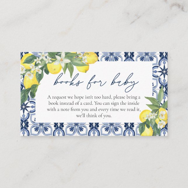 Tarjeta De Recepción Lemon Books para Baby Baby Shower (Anverso)