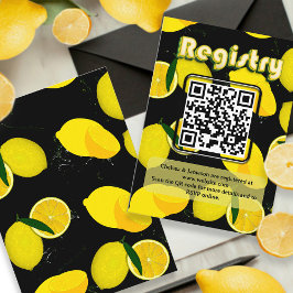 Tarjeta De Recepción Lemon Bridal Shower QR Código Registro de amarillo