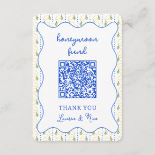 Tarjeta De Recepción Lemon Citrus Boda Honeymoon Fondo QR Código