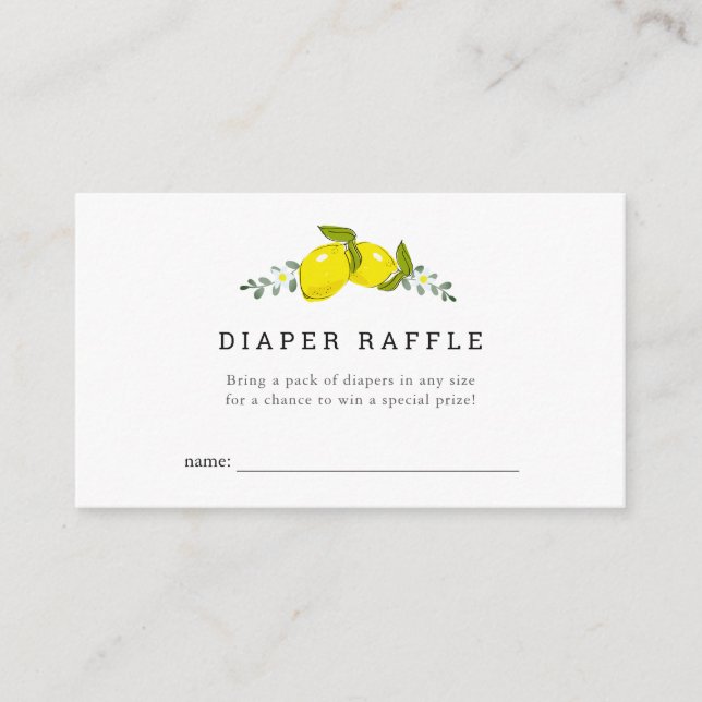 Tarjeta De Recepción Lemon Floral Baby Shower Diaper Raffle Ticket (Anverso)