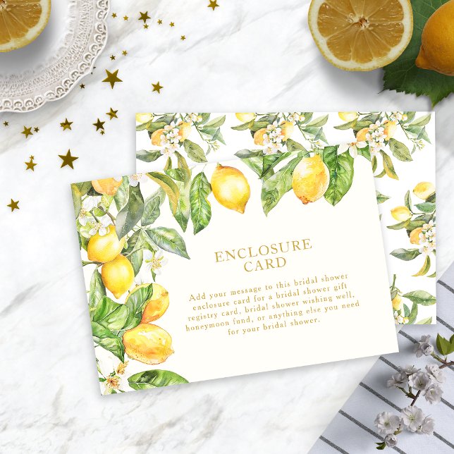 Tarjeta De Recepción Lemon Floral Bridal Shower (Lemon Floral Bridal Shower Enclosure Card by Painted Paperie
)