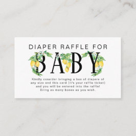Tarjeta De Recepción Lemon Floral Rosa y Citrus Blanco Diaper Raffle