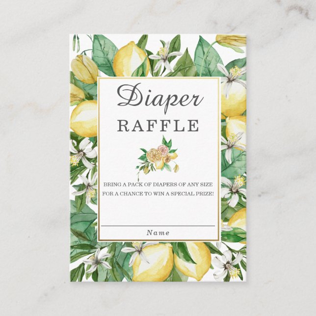 Tarjeta De Recepción Lemon Mediterráneo Green Baby Diaper Raffle (Anverso)