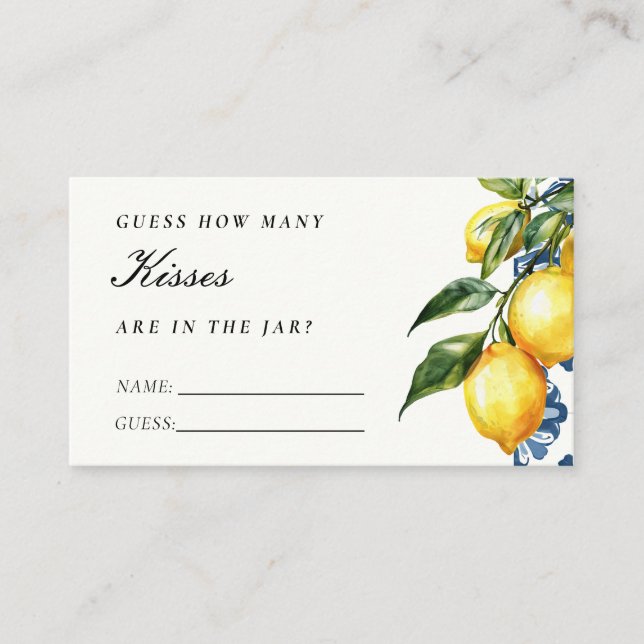 Tarjeta De Recepción Lemon Positano Cuántos Besos Ducha Bridal (Anverso)