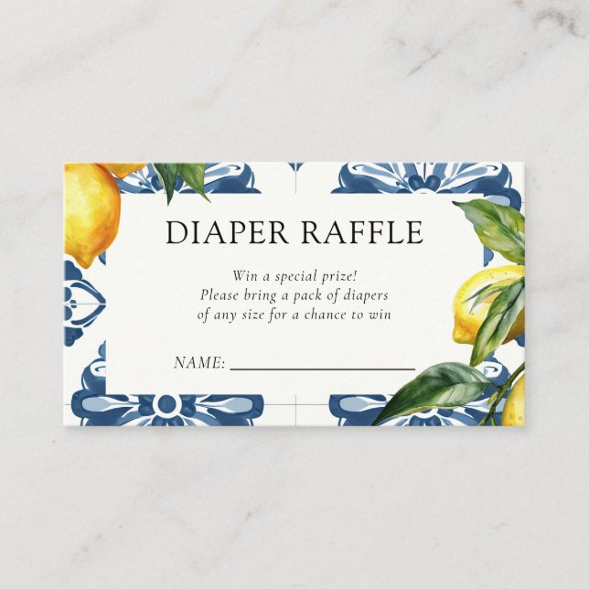 Tarjeta De Recepción Lemon Positano Italiano Baby Shower Diaper Raffle (Anverso)