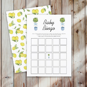 Tarjeta De Recepción Lemon Tree Baby Shower Bingo Game Card