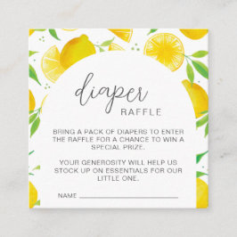 Tarjeta De Recepción Lemon Watercolor Diaper Raffle Baby Shower