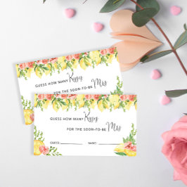 Tarjeta De Recepción Lemon y Floral adivinan cuántos besos juegan
