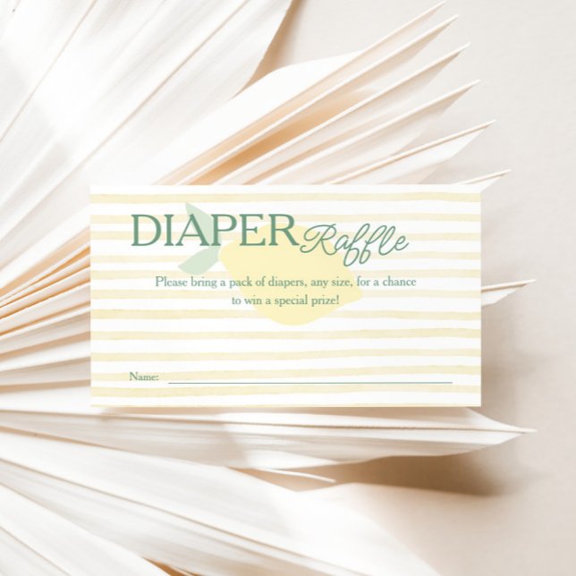 Tarjeta De Recepción Lemon Yellow Striped Diaper Raffle Entry (Lemon Yellow Stripe Diaper Raffle Entry Card)