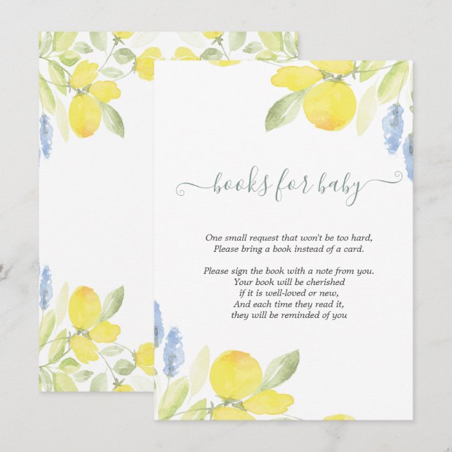 Tarjeta De Recepción Lemones acuarelas (Anverso / Reverso)