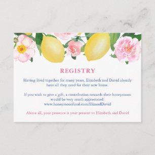 Tarjeta De Recepción Lemones toscanos Pink Florals Bridal Shower Mateo