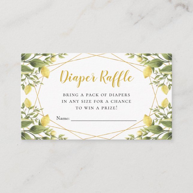 Tarjeta De Recepción Lemons Greenery Baby Shower Diaper Raffle (Anverso)