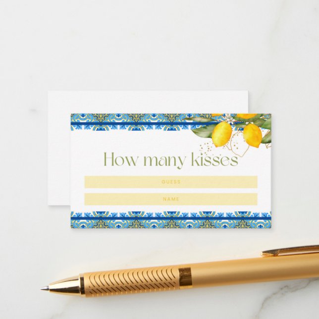 Tarjeta De Recepción Lemons Italianos Azulejos Verano Besos de Ducha Br (Anverso/Reverso In Situ)