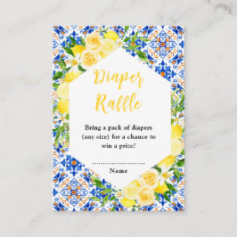 Tarjeta De Recepción Lemons Mediterranean Baby Shower Diaper Raffle