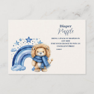 Tarjeta De Recepción León arcoiris azul Baby Shower Diapper Raffle