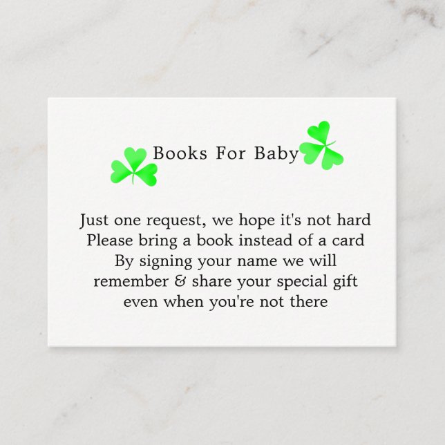 Tarjeta De Recepción Leprechaun Lucky Shamrock Books Para El Niño (Anverso)