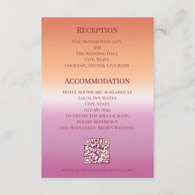 Tarjeta De Recepción Lesbian Wedding Photo Pride Flag Gradient (Reverso)