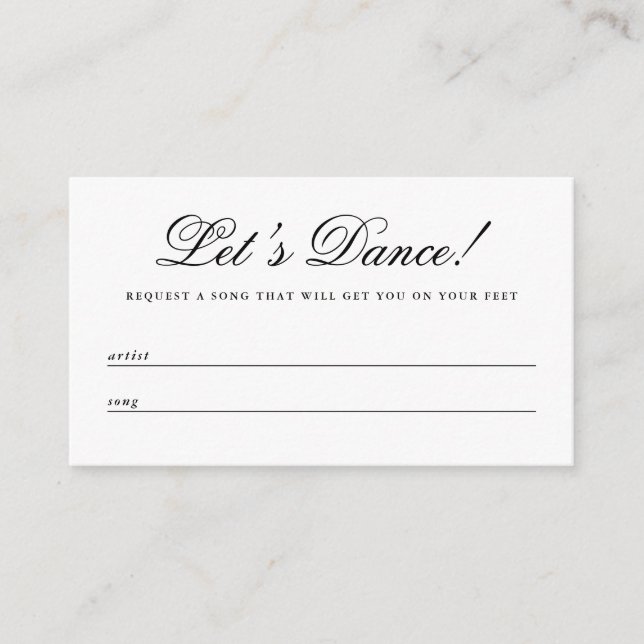 Tarjeta De Recepción Let's Dance Boda Song Request Enclosure Card (Anverso)