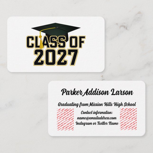 Tarjeta De Recepción Letterman Class of 2027 Graduation (Anverso / Reverso)